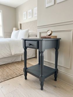Custom Charcoal Gray Wooden Nightstand with Drawer