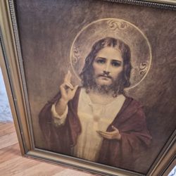 Two antique framed Mary and Jesus