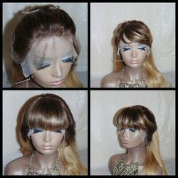 1/12

Honey Blonde w/ Brown Root Ombre Human Hair 22 in Lace Front Wig BANG GLUELESS 

