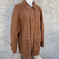 Original Sebago Leather Long Coat Men Jacket in size X-LARGE
