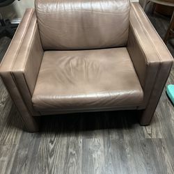 Brown Synthetic Leather Armchair 