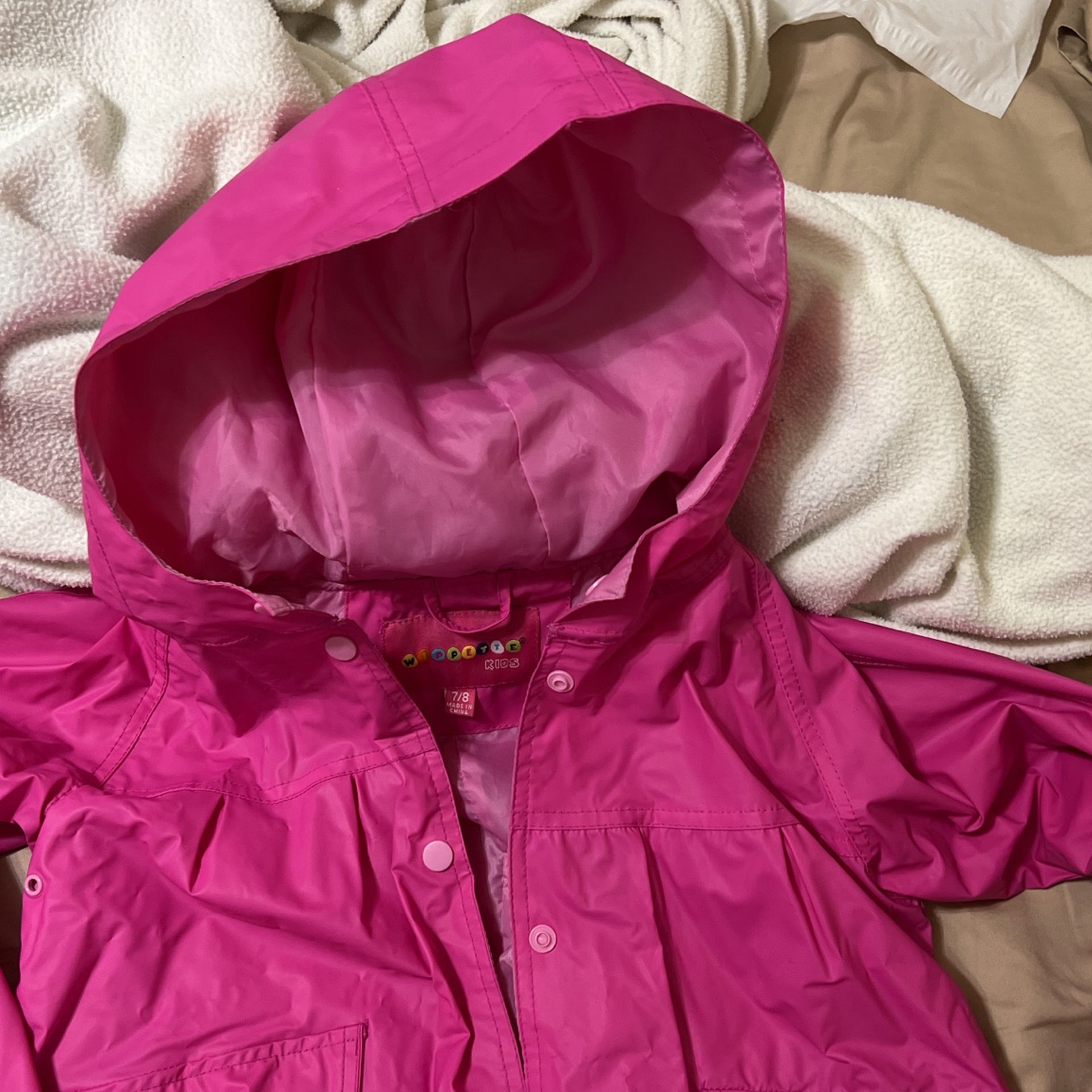 Girls Pink Raincoat With Good & Pockets