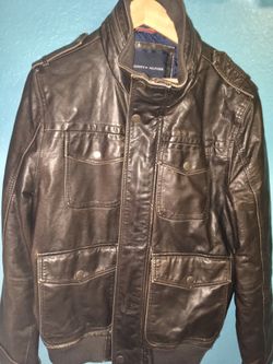 Tommy Hilfiger adult large leather bomber jacket