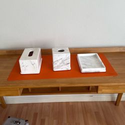 Carrara Marble Tissue Boxes & Tray