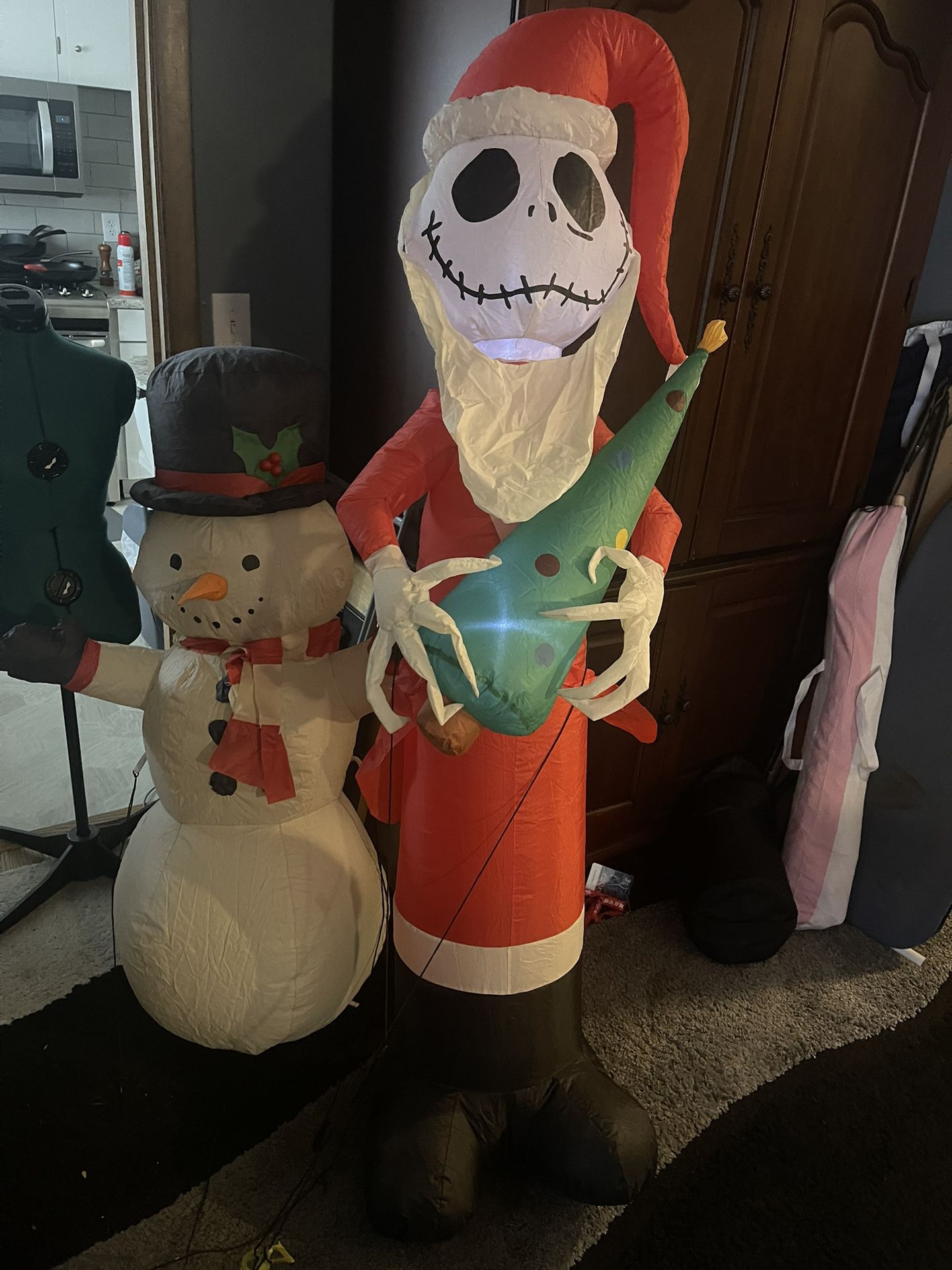 Jack Nightmare Before Christmas And Snowman Yard Inflatables