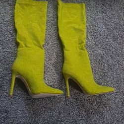 New Lime Green Glitter Boots