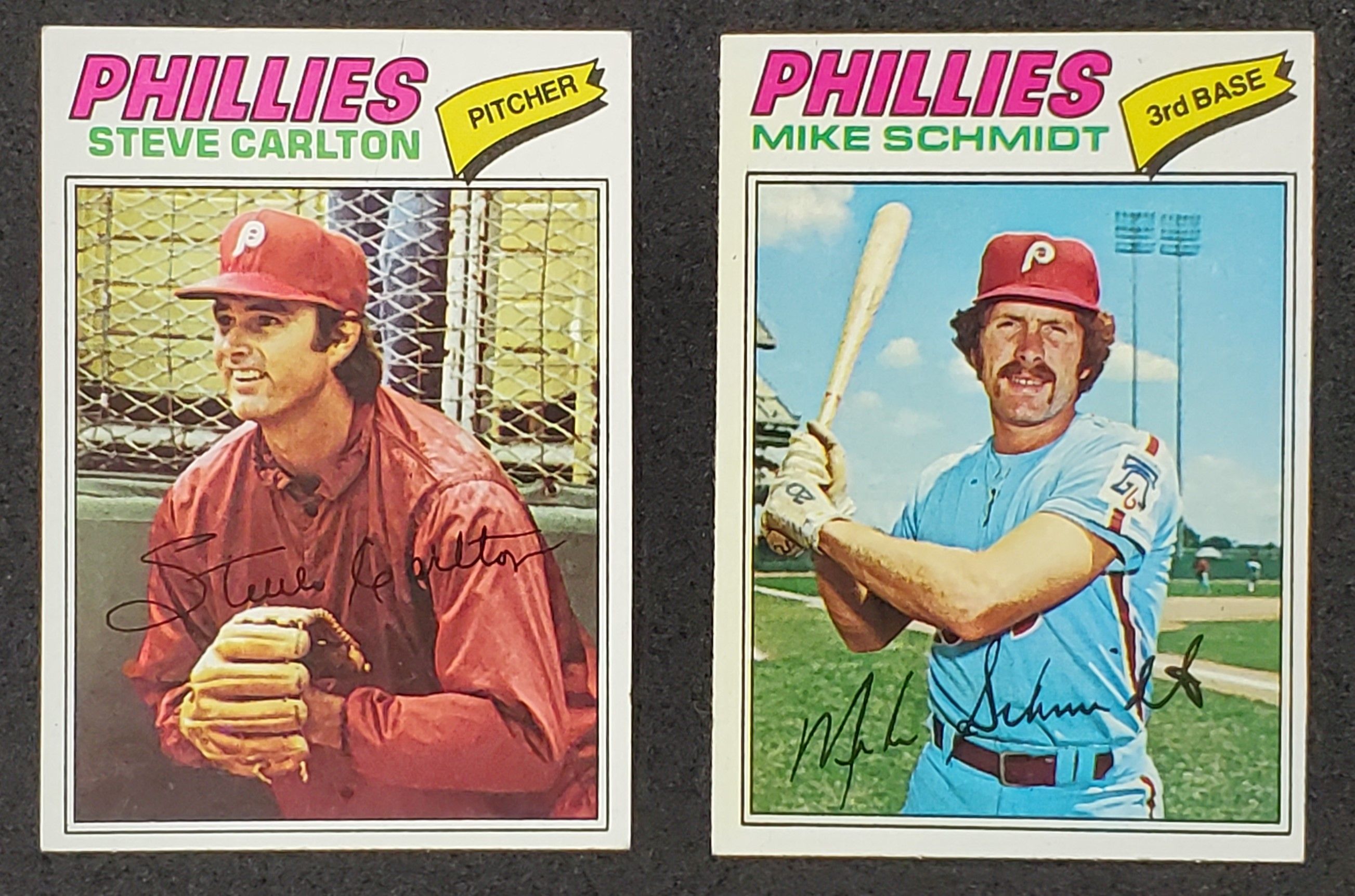 Vintage Phillies Duo 1977 Topps Steve Carlton #110 Mike Schmidt #140
