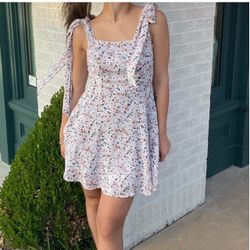 Francesca’s Gillian Floral Shoulder Tie Mini Dress