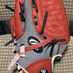 Rawlings PL10SS red and gray 10” left hand throw baseball glove mitt 