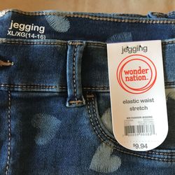 (New) Girls Cute Jegging - Denim w/Hearts