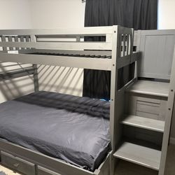 Twin Over Full Bunk Bed With Stairs & Storage