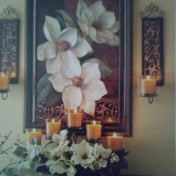 Homeinteriors Cuadros De Magnolias,Sconces, Candelabros Y Vela,Para Detalles,Deje Su Teléfono Para Precios.