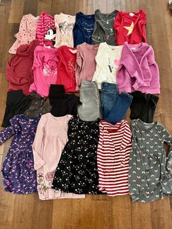 Little Girls 23 Piece Clothes Clothing Lot Bundle Size 5T Pants Long Sleeve Shirts Sweaters Dresses
