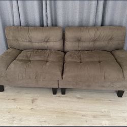 Ktaxon 80" Sectional Sofa Cloud Deep Seat Couch Suede Fabric Sleeper Loveseat for Living Room, Apartment, and Small Space Brown Less Than A Year Old 