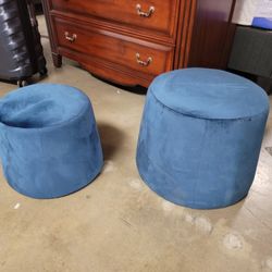 Blue Velvet Ottoman Set, $39