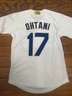 Youth White gold and blue Los Angeles dodgers 2026 championship shohei Ohtani jersey