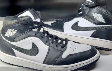 Air Jordan 1 Mid SE Elephant Print Black Grey — Size 12