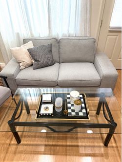 Love seat sofa and table