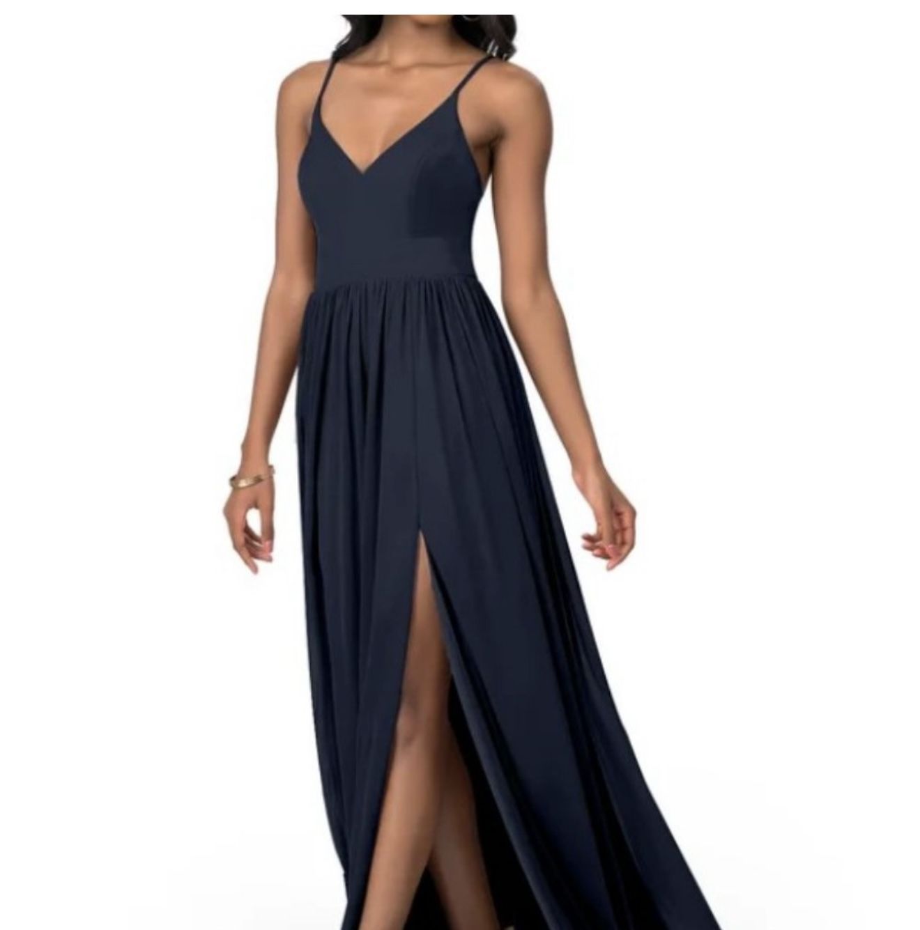 Azazie Kiri Dark Navy Bridesmaids Dress Size 10