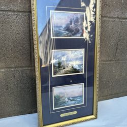 Thomas Kinkade Seaside Memories Lighthouse Accent Prints Framed 10 1/4" x 20 3/4