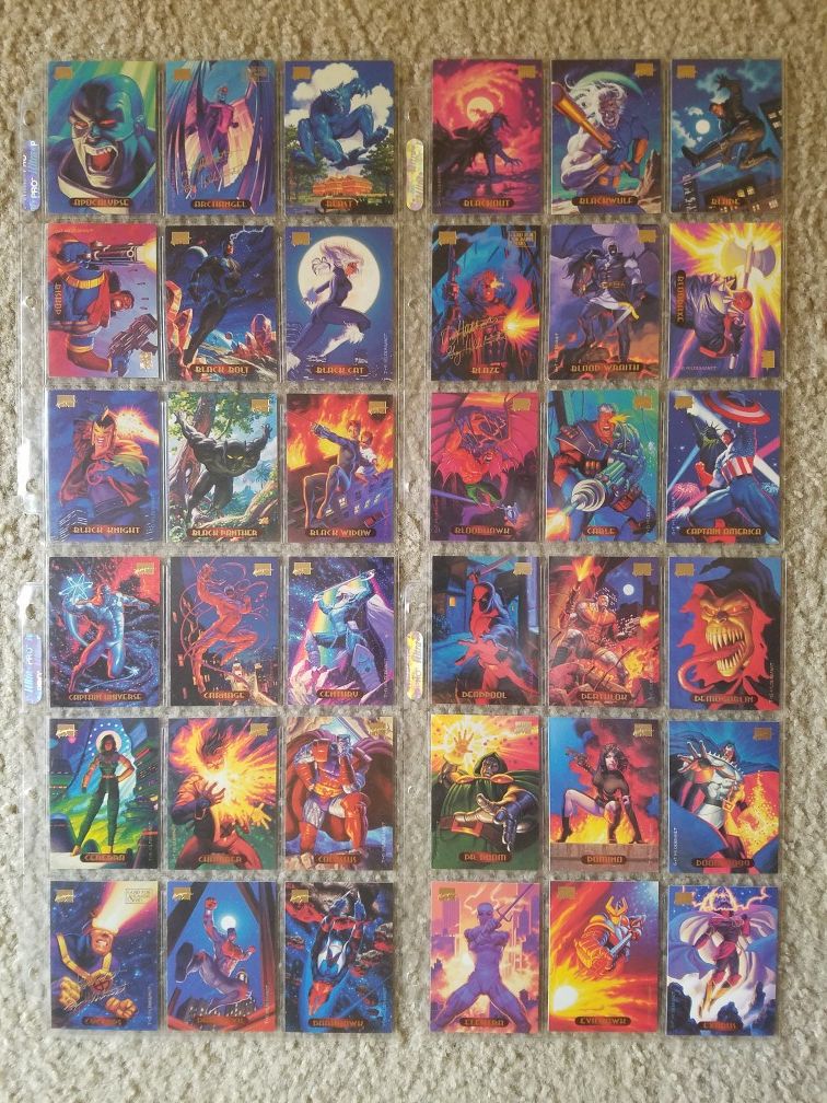 1994-95 Marvel Trading Cards. 2 full sets + 40 chase cards