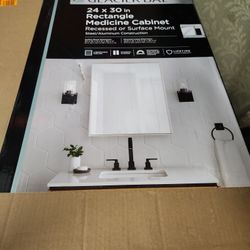 
Glacier Bay
24 in. W x 30 in. H Rectangular Brushed Nickel Medicine Cabinet with Mirror