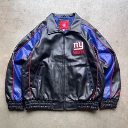 Vintage Y2K NFL New York Giants Leather Jacket