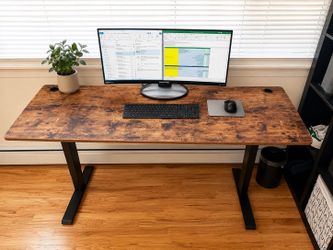 FEZIBO Electric Standing Desk, 60 x 24 Inches Height Adjustable Stand up Desk, Sit Stand Home Office Desk, Computer Desk, Rustic Brown