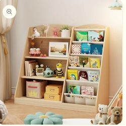 Brand new ✨️ still in box 📦 kids toy and bookshelf in wooden color 🪾📖📚🧸