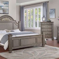 Brand New Grey 4pc Queen Bedroom Set (Available In Eastern King)