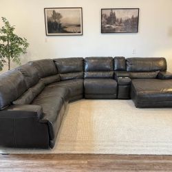 Macy’s leather electric recliner sectional couch delivery available
