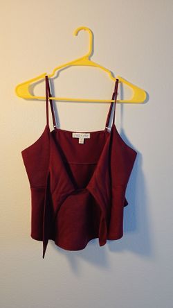 Cute burgundy top w/ ribbon tie front