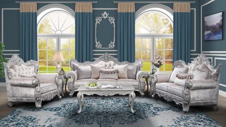 Elegant & Comfortable Sofa with Champagne Shade & Silver finish