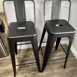 Industrial Metal Bar Stools Set of 2 – 30” Seat Height (Tolix Style)