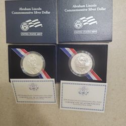 2009 Abraham Lincoln Silver Dollar.  $38 Each 