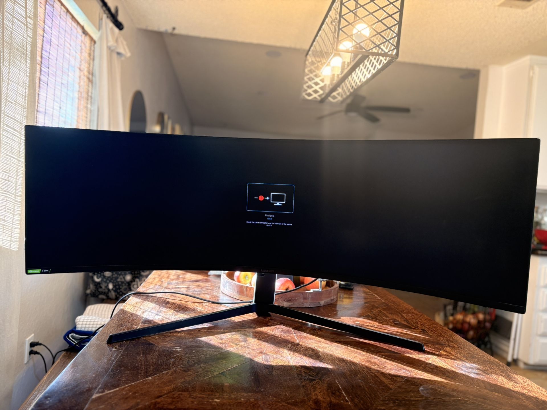 Samsung Odyssey Neo G9 57" curved gaming monitor.