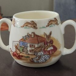 Royal Doulton Bunnykins Double Handle Baby/Childs Mug Cup Bunnies Play Dollhouse Kid's