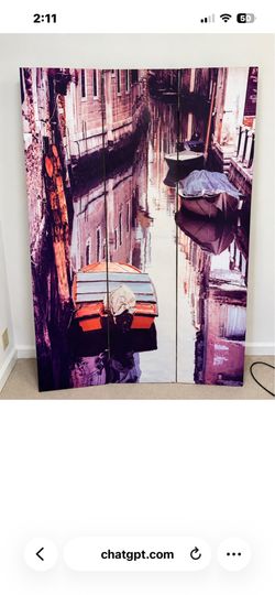 Decorative 3-Panel Venice Canal Room Divider / Folding Privacy Screen