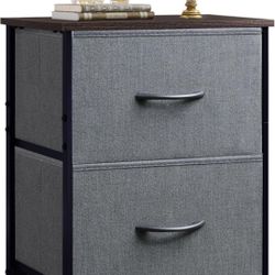 WLIVE Nightstand, 2 Drawer Dresser for Bedroom, Small Dresser with 2 Drawers, Bedside Furniture, Night Stand, End Table with Fabric Bins for Bedroom, 