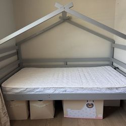 Natural Twin Mattress Canopy Bed Frame Storage Under