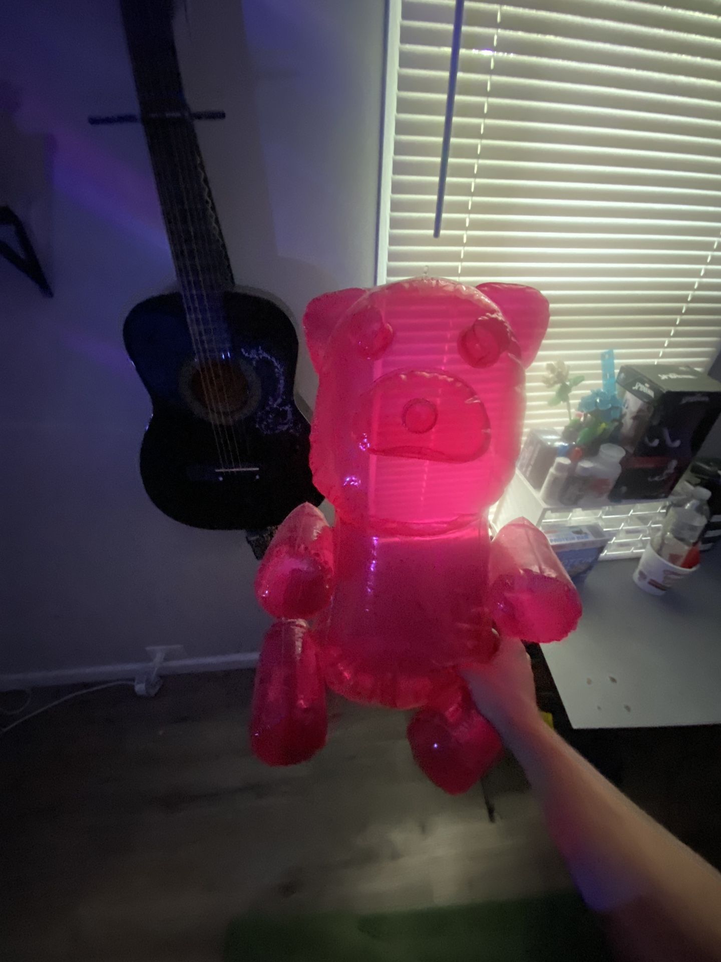 Pink inflatable gummy bear 