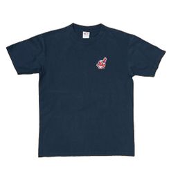 Vintage Cleveland Indians T-Shirt M True Fan Chief Wahoo Embroidered Navy Y2K