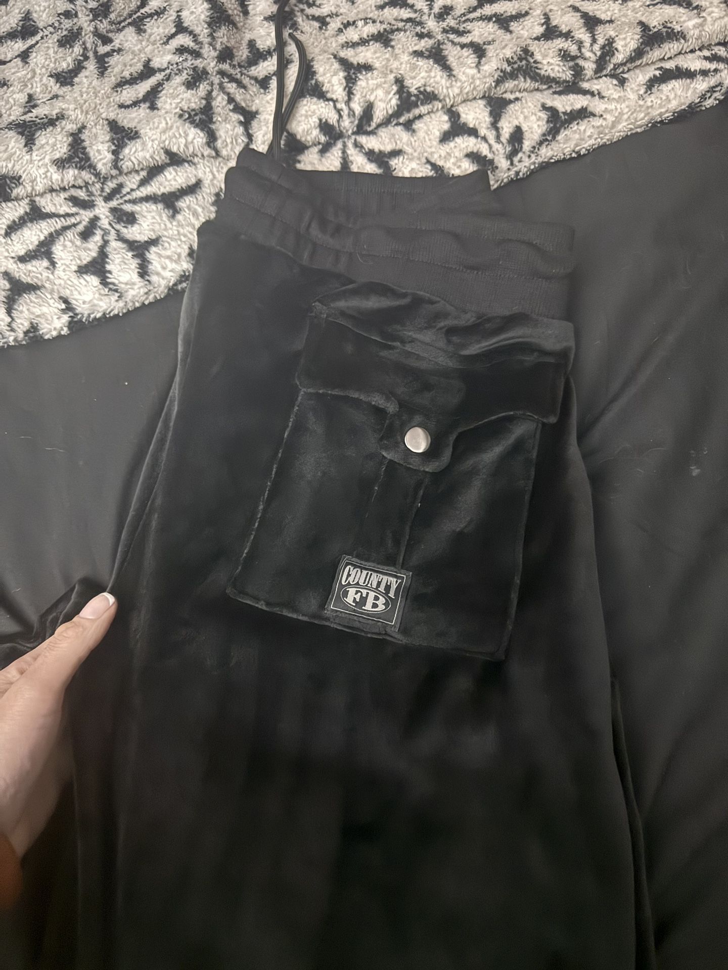 FB County Black Velour Tracksuit
