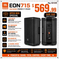 JBL EON 715 Powered Bluetooth Speaker 15" 2-Way PA System 1300 Watts 🚨 Payment Options Available 🚨 No Credit Needed 🚨