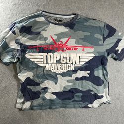 Top Gun Maverick Junior Women’s Crop T-Shirt XL Camo Gray Blue