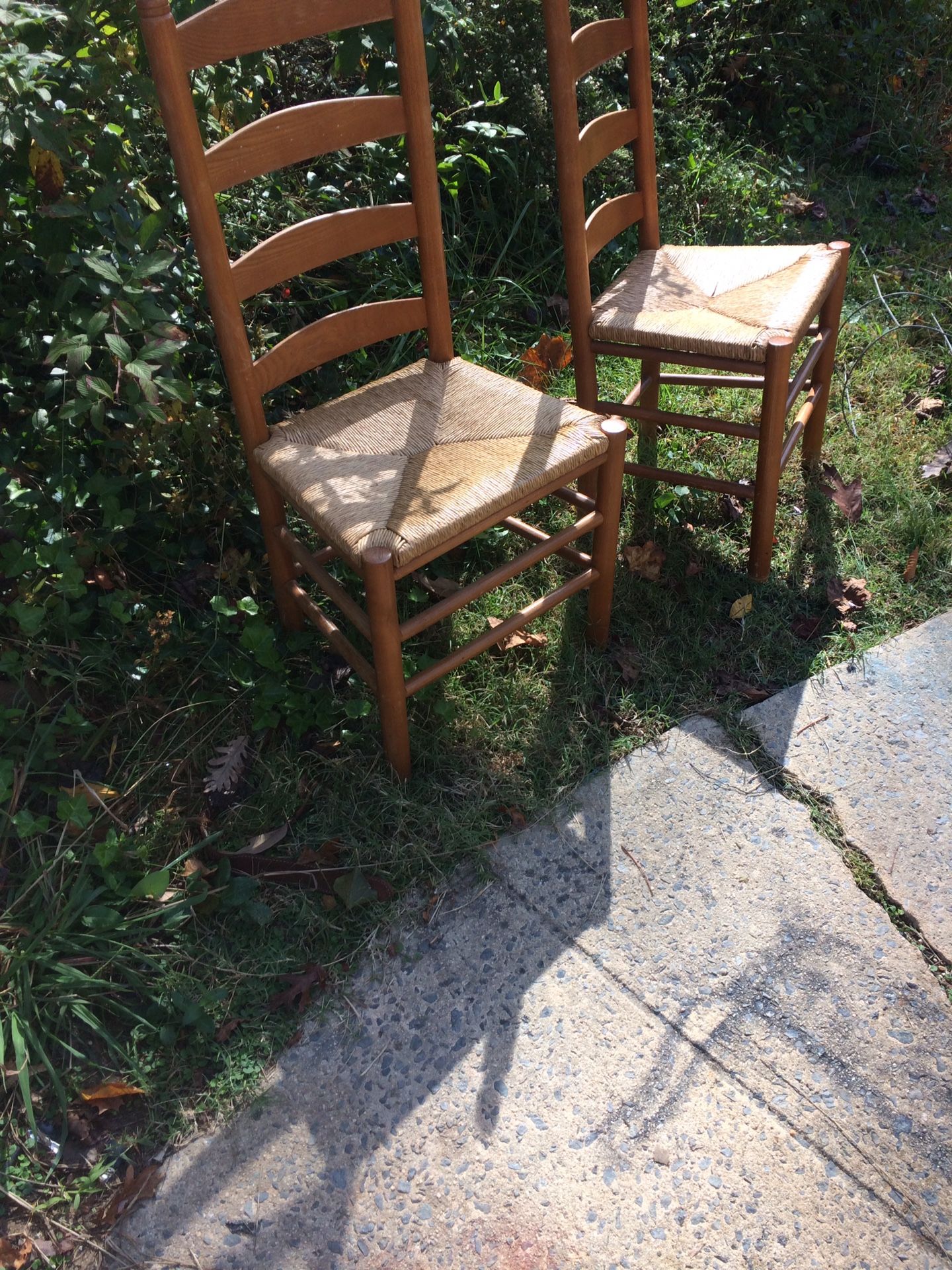 Two vintage ladder back chairs
