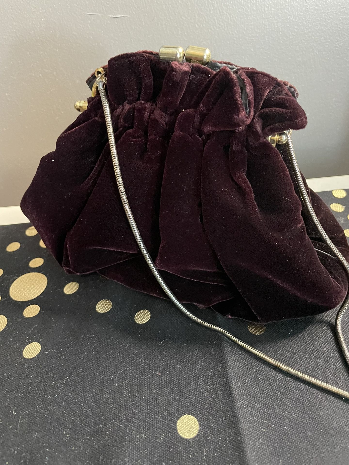 Vintage Carolyne Barton Night Purple Velvet Evening Purse Silver Chain Strap