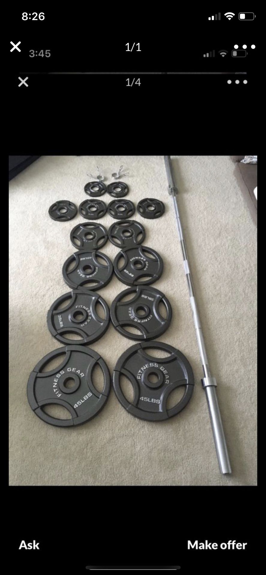 300 pound weight set brand new in the box with an Olympic bar