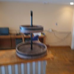 Two Tier Wood Lazy Susan Distressed Look