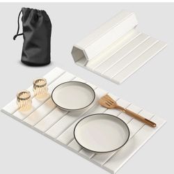 Large Dish Drying Mat for Kitchen Counter Foldable, 25"x16"Absorbent Water PU Leather with Diatomaceous Earth Mat, Quick Drying Mat for Bathroom (Whit